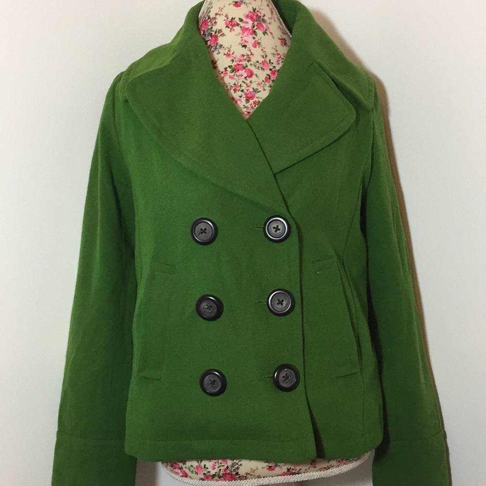 🛍Merona brand woman’s pea coat sz medium green